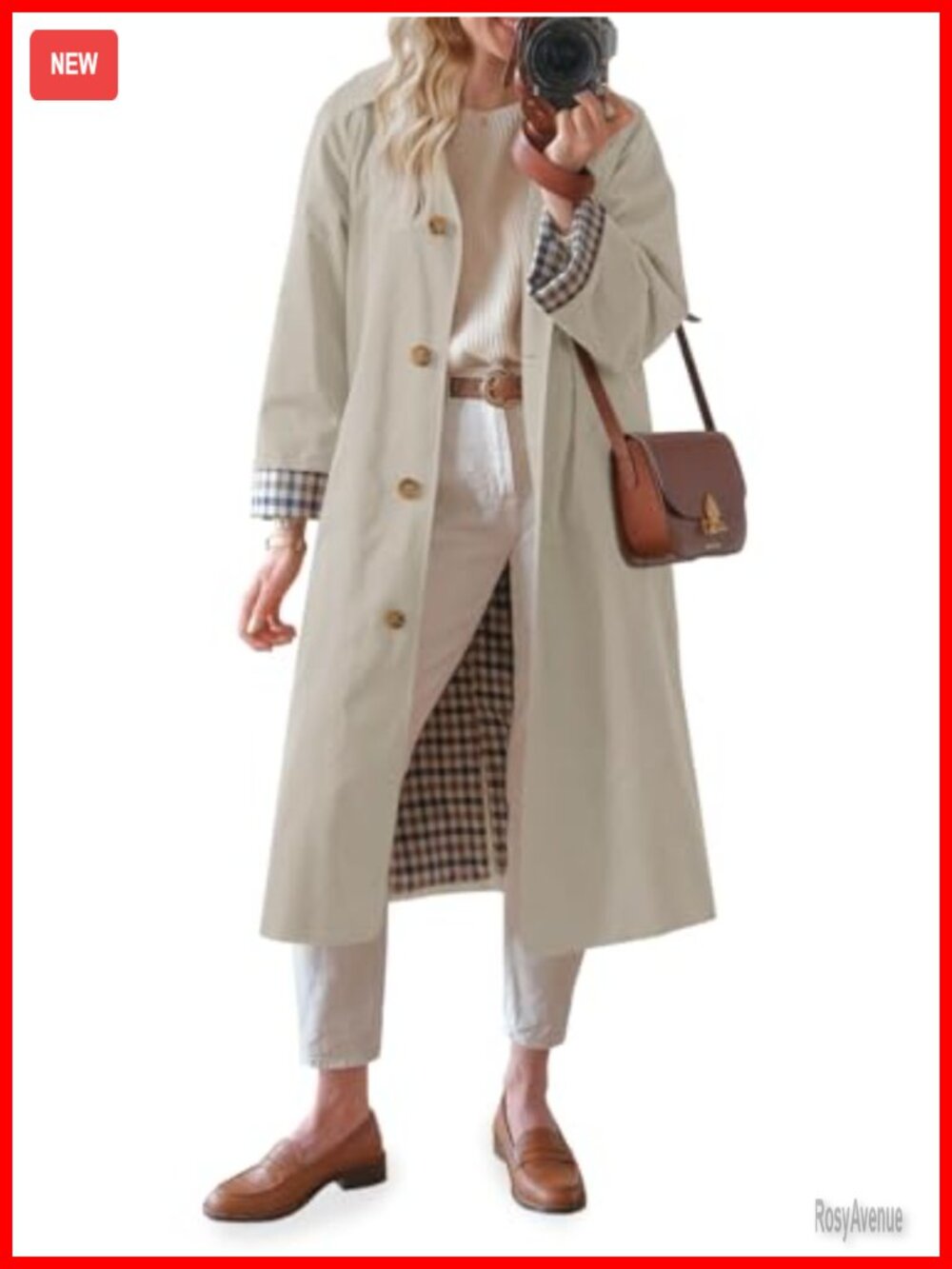 Tankaneo Women's Long Single Breasted Windproof Trench Coat